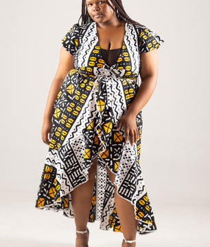 African Print Maxi Wrap Dress