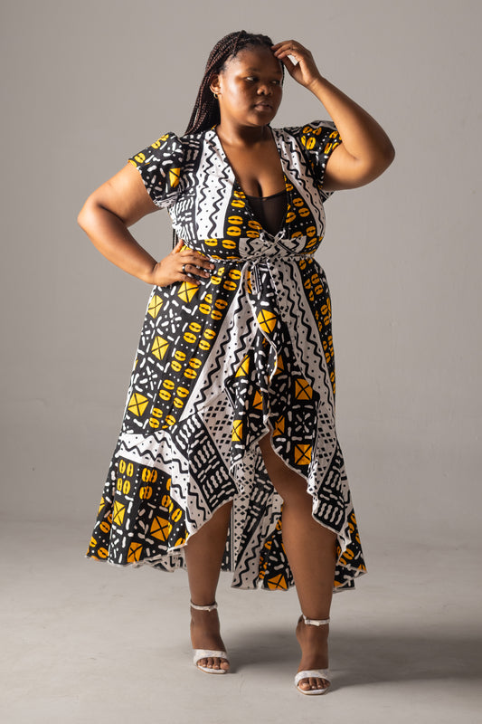 African Print Maxi Wrap Dress