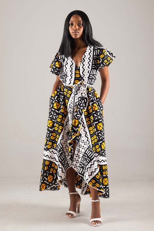 African Print Maxi Wrap Dress