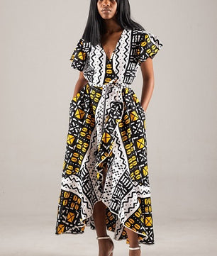 African Print Maxi Wrap Dress