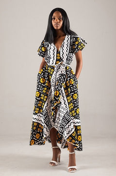 African Print Maxi Wrap Dress