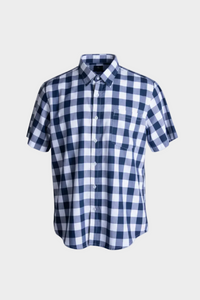 Black Buttons Blue & White Buffalo Plaid Shirt for Boys