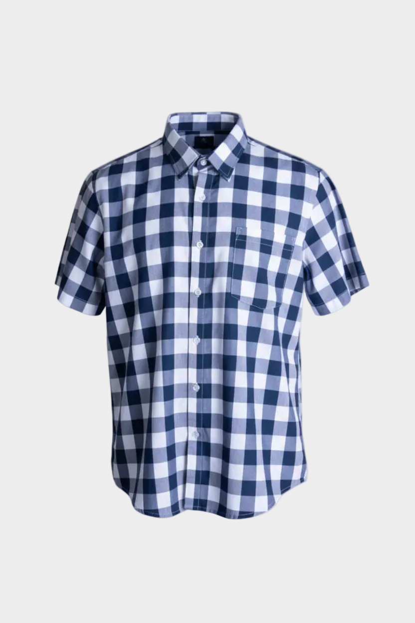 Black Buttons Blue & White Buffalo Plaid Shirt for Boys