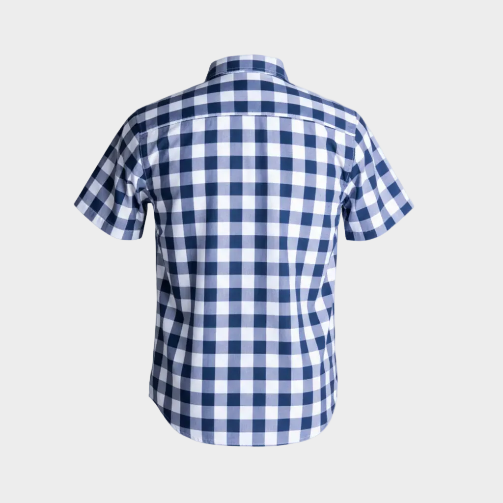Black Buttons Blue & White Buffalo Plaid Shirt for Boys