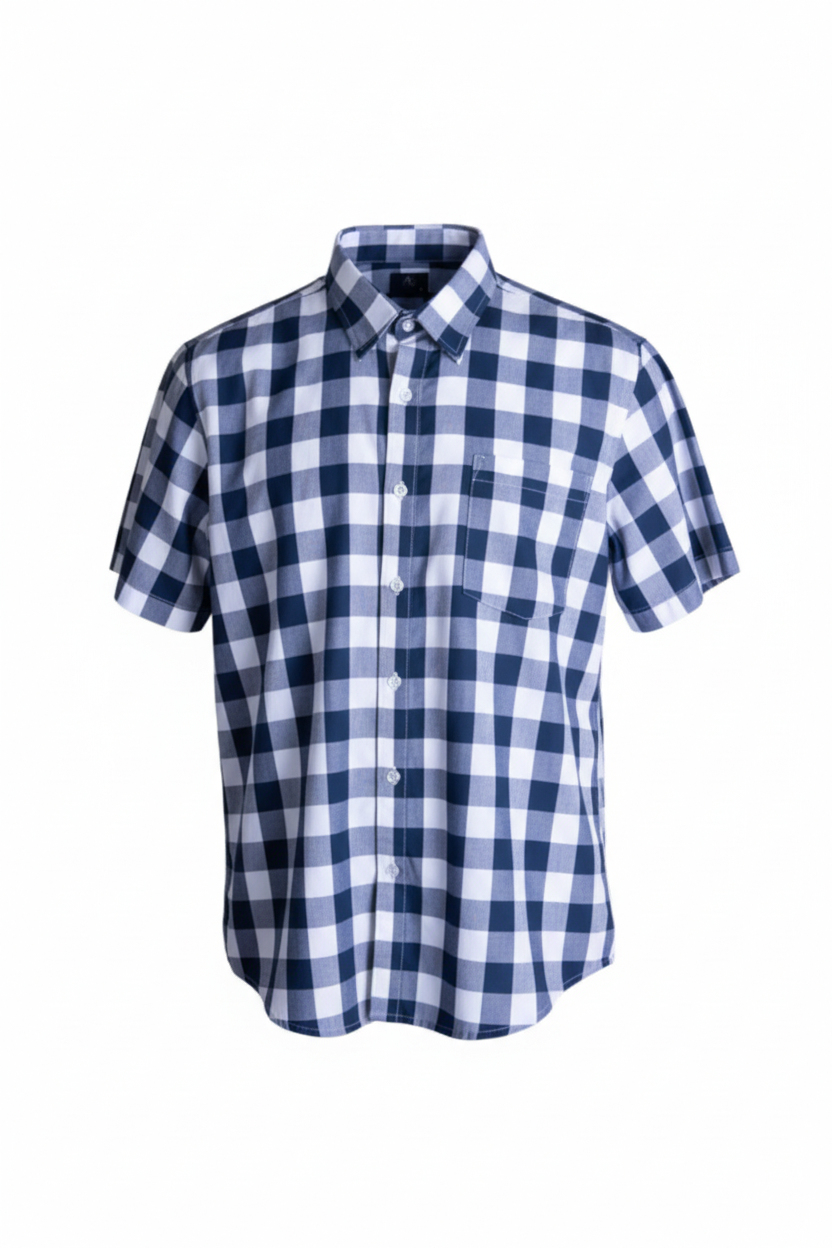 Black Buttons Blue & White Buffalo Plaid Shirt for Boys