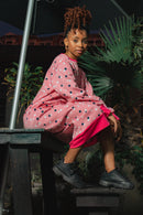 Ella Polka‑Dot Sweatshirt Dress
