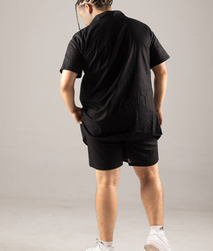 Black Linen Men Shorts and Shirt Set