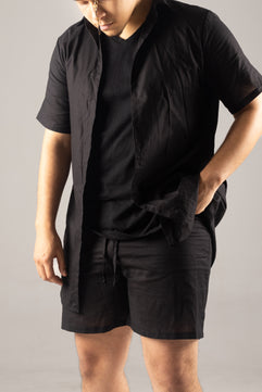 Black Linen Men Shorts and Shirt Set