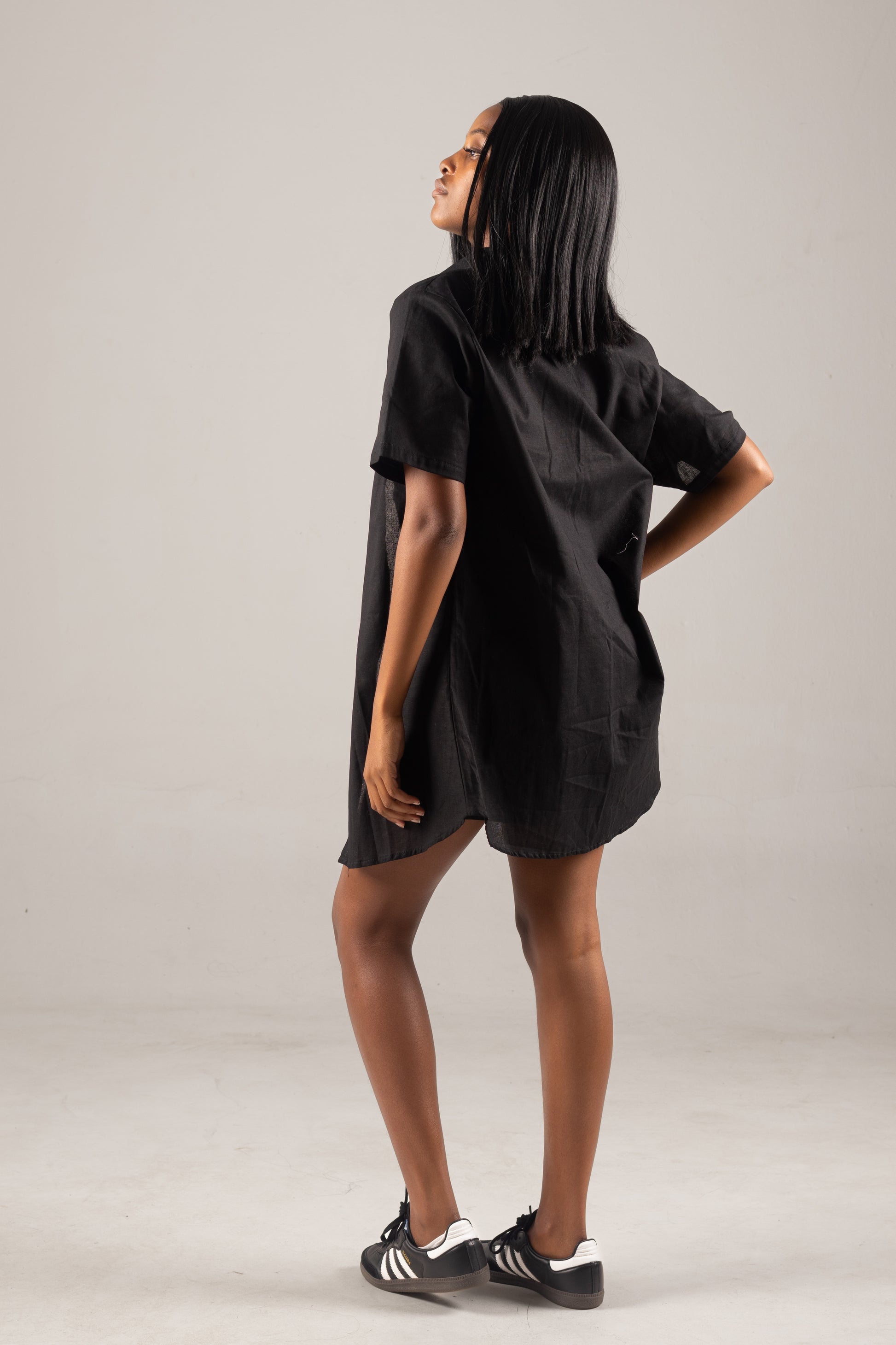 Black Linen Women Shorts and Shirt Set