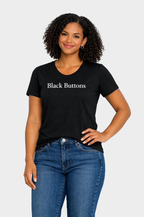 Black Buttons Essential Logo Tee
