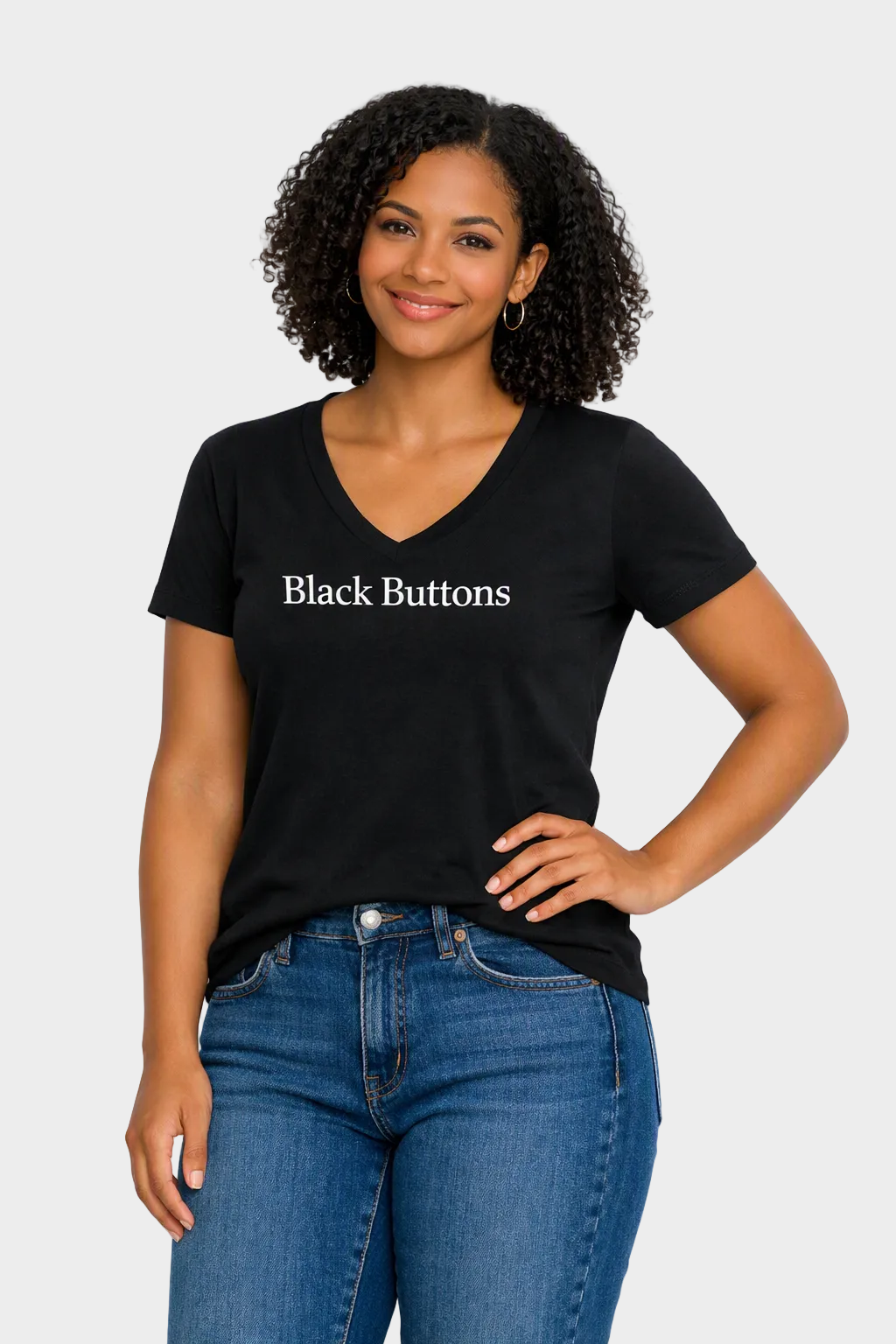 Black Buttons Essential Logo Tee
