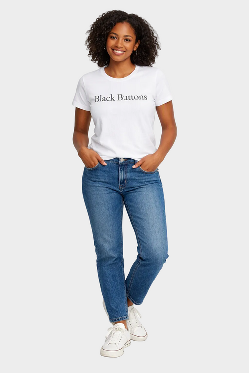 Black Buttons Essential Logo Tee