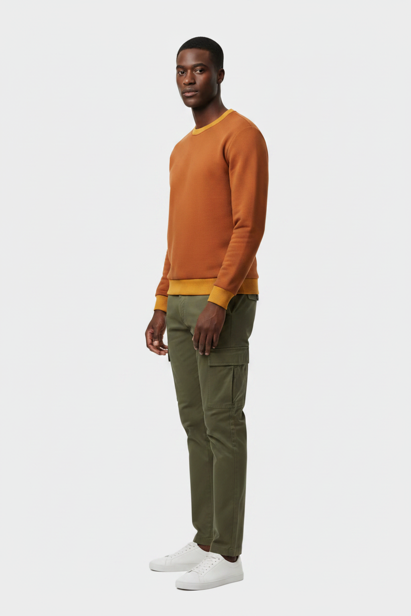Model in Orange Pullover - New Pose