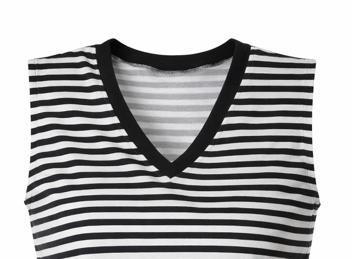 Navy & White Stripe V-Neck Tank