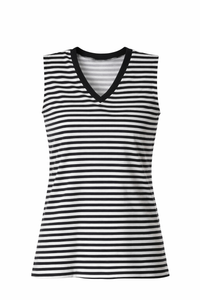 Navy & White Stripe V-Neck Tank