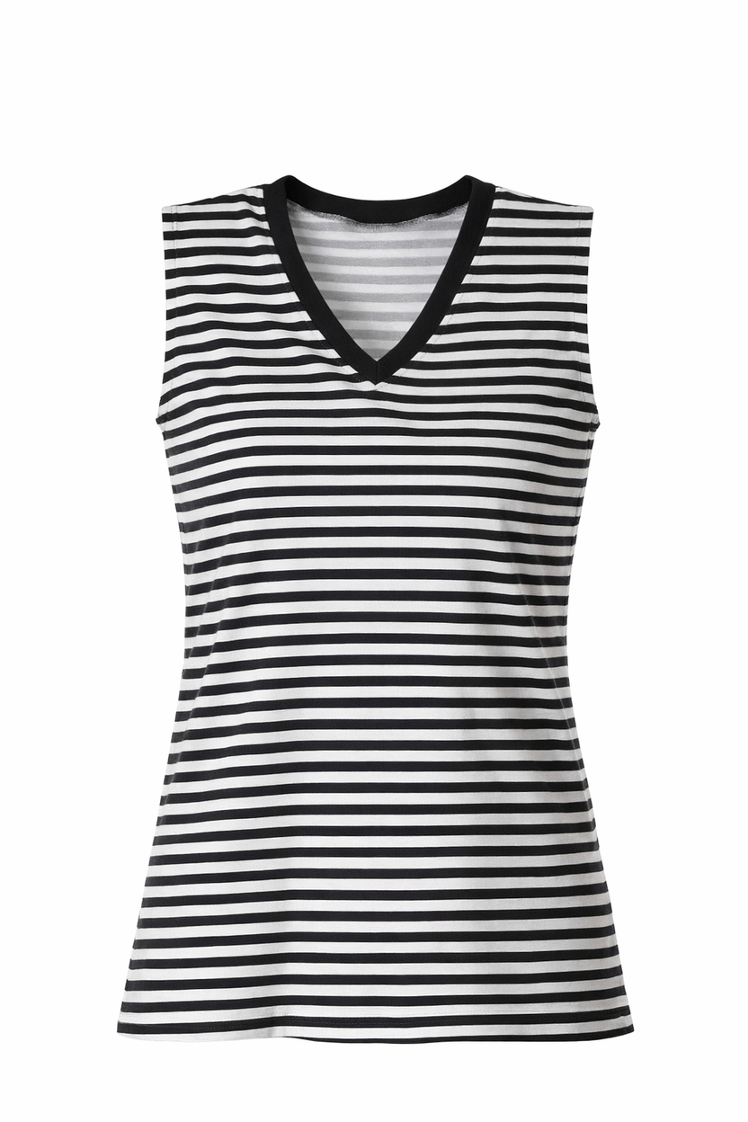 Navy & White Stripe V-Neck Tank