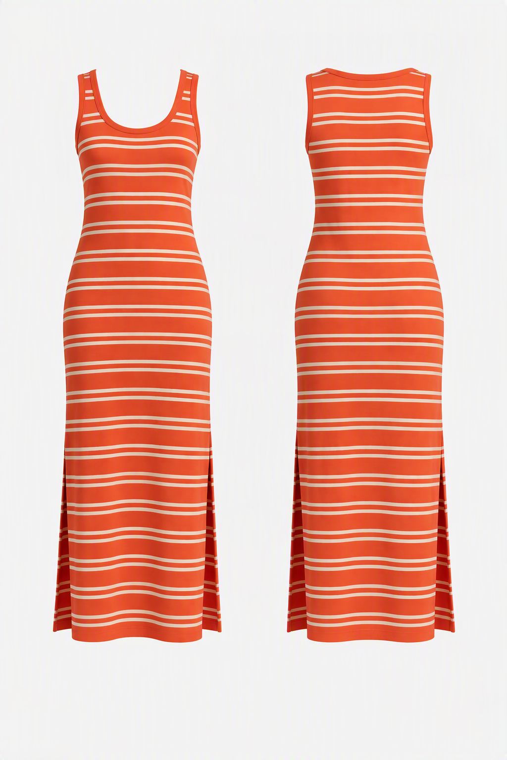 Orange Striped Tank Maxi Dress