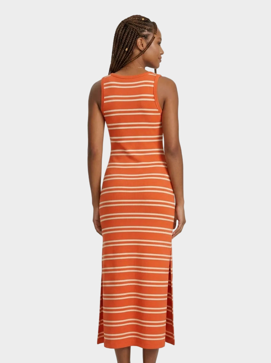 Orange Striped Tank Maxi Dress