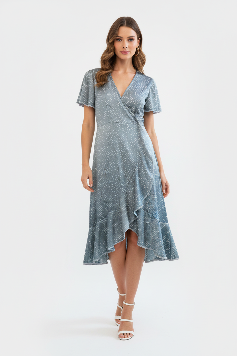 Polka‑Dot Wrap Dress
