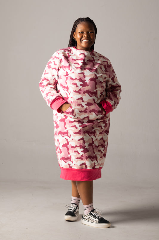 Ella Sweatshirt Dress - Pink Camo