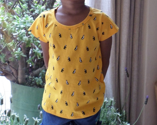 Yellow Top With Penguins - Girls