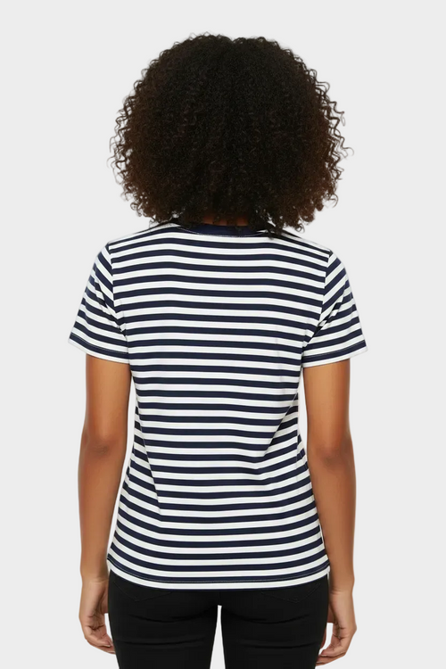 Back View – Navy Stripe Tee