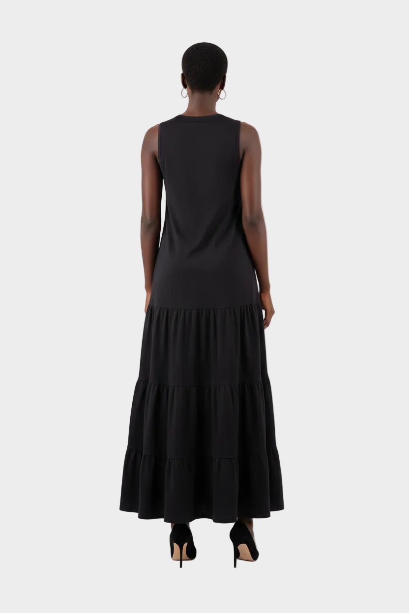 Black maxi dress back view 