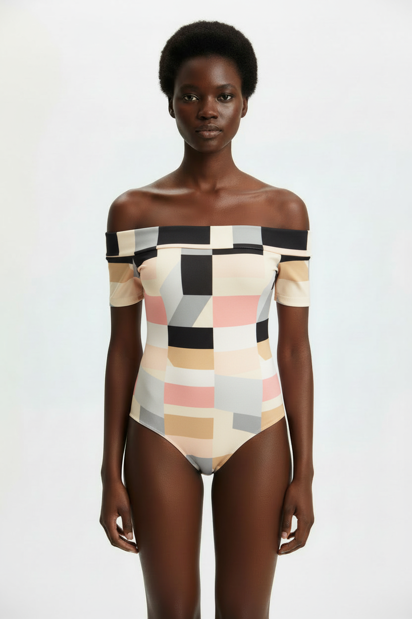Colour-Block Off Shoulder Bodysuit