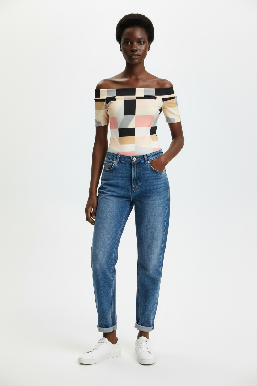 Colour-Block Off Shoulder Bodysuit