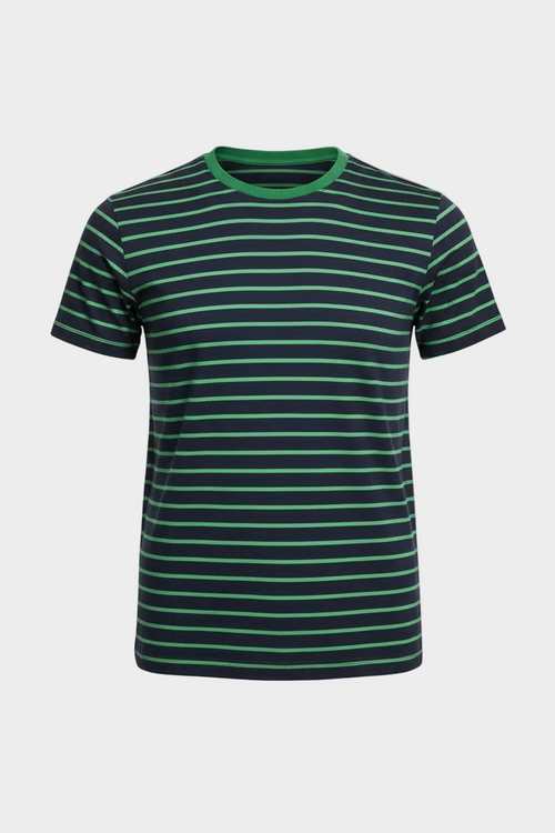 Green and navy striped t-shirt 