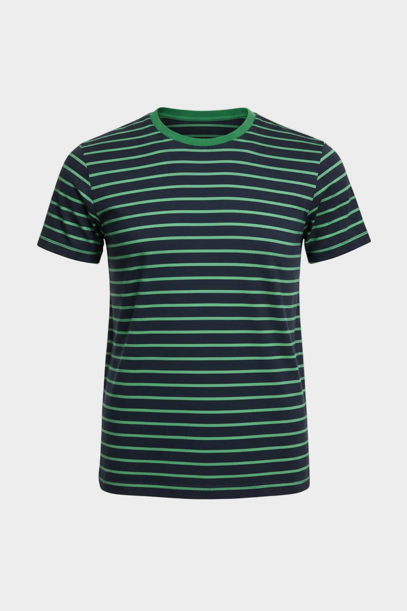 Green and navy striped t-shirt 