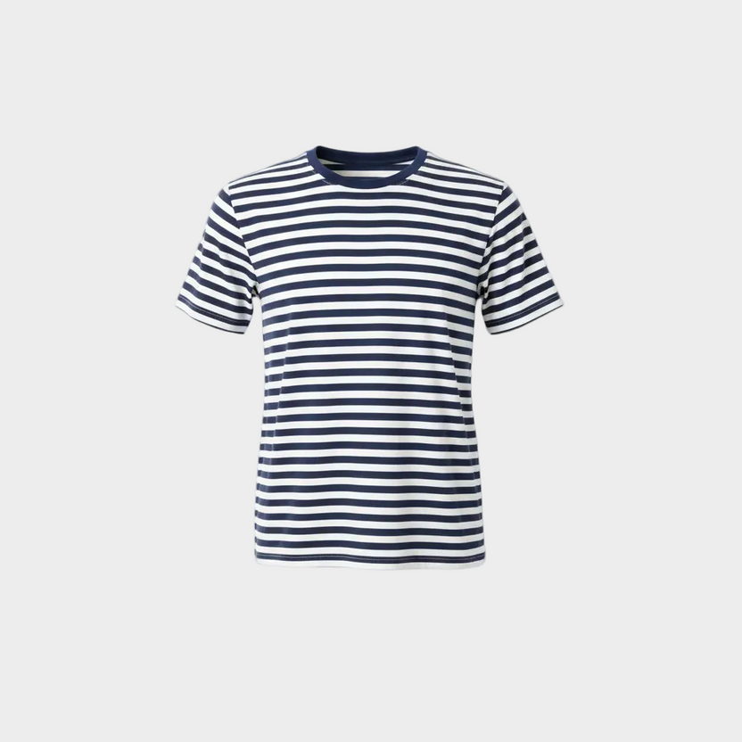 Navy & White Striped Fitted Tee