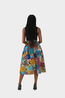 Patchwork African Print Skirt - Back View