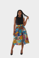 Patchwork African Print Skirt on Model