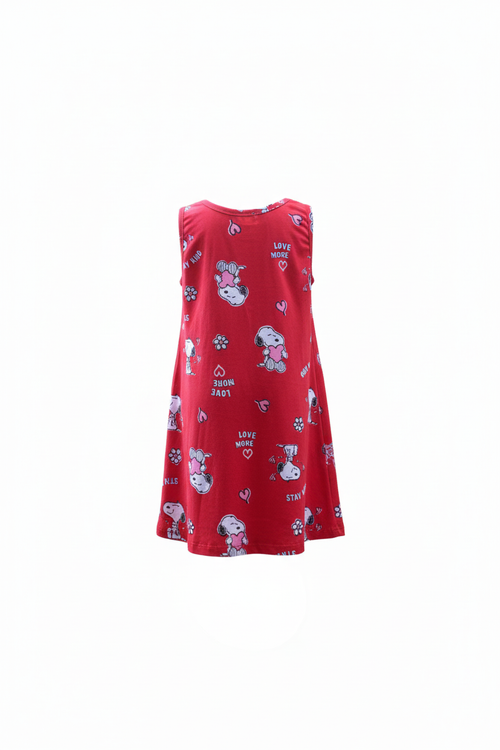 Red Snoopy dress back view ghost mannequin