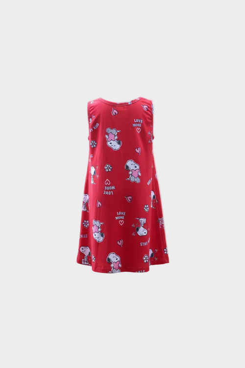Red Snoopy dress back view 