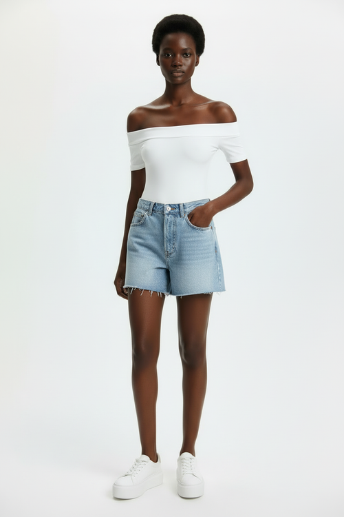 White bodysuit with shorts