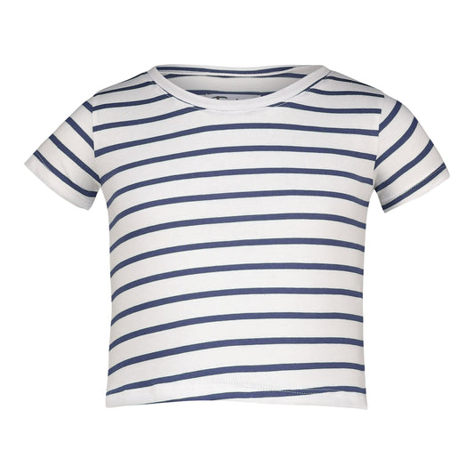 Boys Short Sleeve Pyjama Set White Navy Stripe